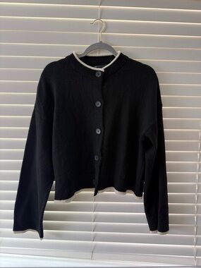 ASOS Black Button-Up Cardigan with White Contrast Trim